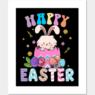 Happy Easter Bunny Seal Cute Egg Hunting Posters and Art